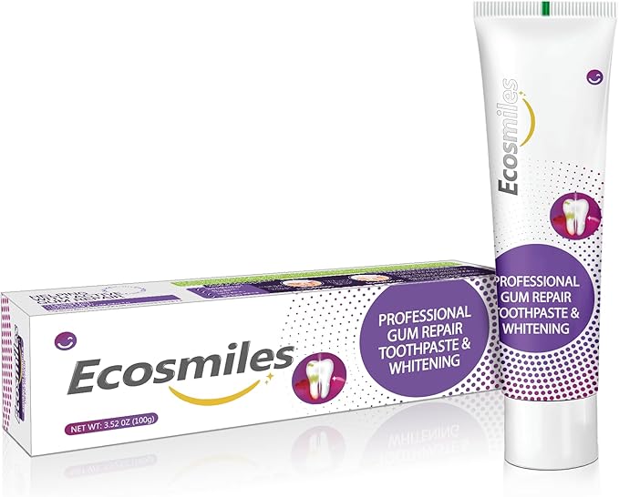 Ecosmiles Fluoride Free Gum Health & Whitening Toothpaste, for Bleeding Gums & Gingivitis, Reduces Tooth Sensitivity, Repairs Enamel & Removes Plaque, with Hydroxyapatite, SLS Free, Mint, 3.52 oz