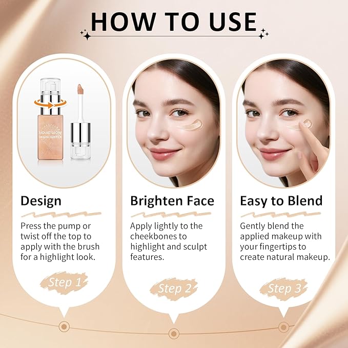 AWCCXMYM Liquid Highlighter & luminizer Longwear Body Shimmer Highlighter Makeup Hydrating Glotion for Radiant Glow Lightweight Dewy Finish Face Makeup #Medium Glow