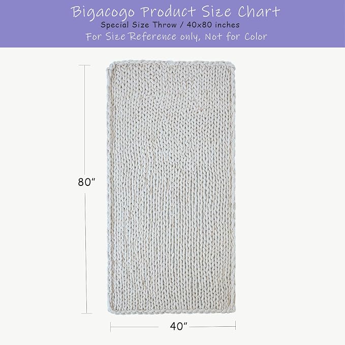 Bigacogo Chunky Knit Throw Blanket for Couch, 40x80 inches, Goldenrod | Hand Knit with Jumbo Chenille, Soft Breathable Cable Knit for Sofa Bed Living Room, Machine Washable, Gift for Mom Friend