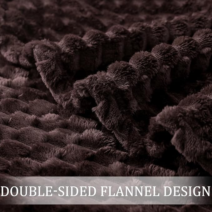 Exclusivo Mezcla 3D Fleece King Size Blanket for Bed, Coffee | Extra Soft Fuzzy Plush Lightweight Bed Blankets, Cozy Fluffy Decorative Blankets for All Seasons, 90x104 Inches