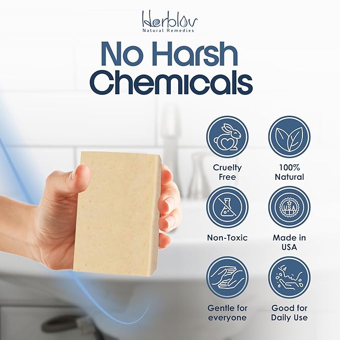 Eczema Soap Bar for Face and Body – All Natural Dermatitis, Psoriasis Treatment for Dry Itchy Sensitive Skin Relief – Gentle Detoxifying, Healing, Anti-Itch, Oatmeal Goat Milk Wash for Kids, & Adults