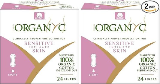 Organyc 100% Certified Organic Cotton Inside and Out Folded Panty Liner, Ultra Thin, Light Flow, 24 Count (Pack of 2)