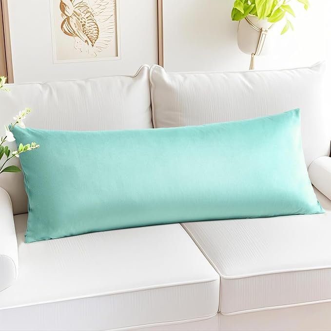 Artscope Luxury Velvet Lumbar Pillow Cover Super Soft Decorative Rectangle Pillowcases Soft Solid Cushion Cases for Couch Sofa Bedroom Car Decor 14x36 Inch Aqua Green