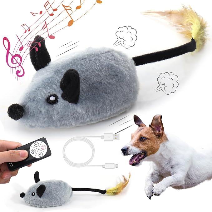 Interactive Dog Toys, Fake Mouse Moving Dog Toy with Automatic Sensor