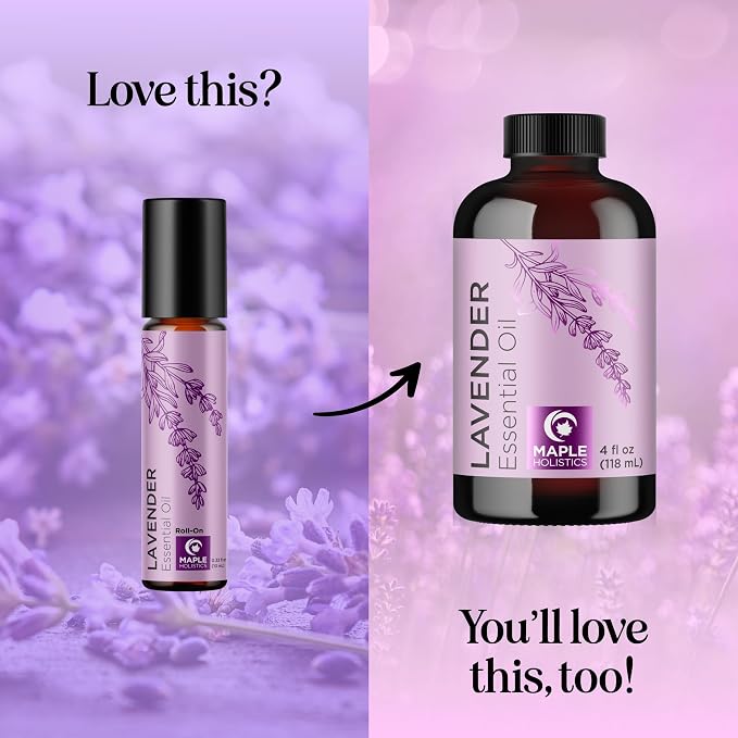 Lavender Essential Oil Roll On - Calming Aromatherapy Oil Roller for Sleep Headaches and Relaxation - Natural Pre-Diluted Sleep Oil for Nighttime Relaxation with Lavender Essential Oil for Skin