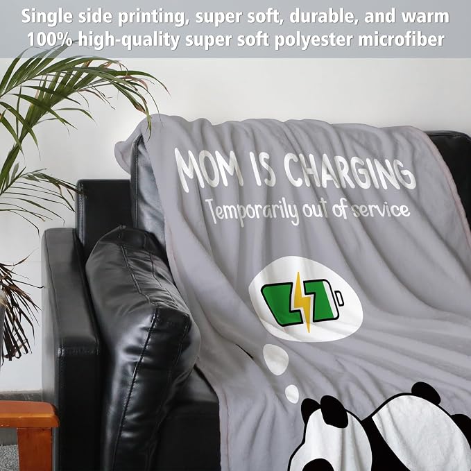 Craftique Mom Birthday Gifts, Funny Gifts for Mom- Mom's Charging Blanket | Mom Gifts for Women from Daughter Son Husband, Super Soft Blanket Throw for Napping Travel, 80”×60”