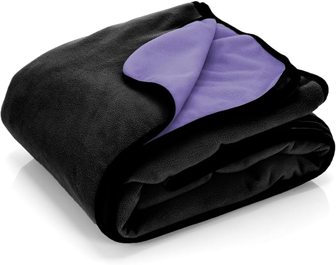 Waterproof Blanket for Bed & Couch Protection, Purple/Black, 80"x90" | High-Density Heavy-Duty Material – Ultra-Soft & Durable Soft Fleece, Leakproof, Reversible, Silent No-Crinkle Design
