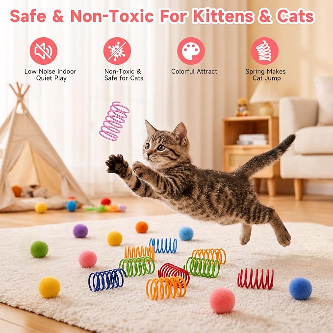 AILUKI 33PCS Cat Toys Variety Pack for Indoor Cats, Kitten Toys Cat Tunnel