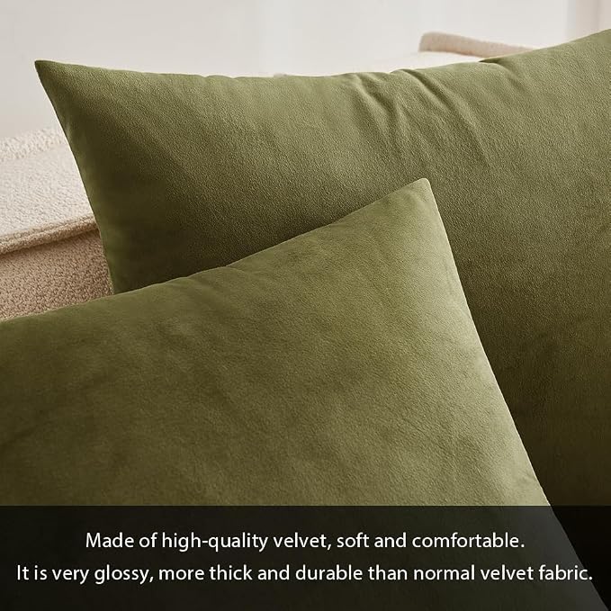 MIULEE 12x20 Inch Lumbar Velvet Throw Pillow Covers Light Olive Green | Pack of 2 Soft Solid Decorative Pillow Covers, Modern Luxury Home Decor, for Chair Couch Sofa Bedroom Livingroom