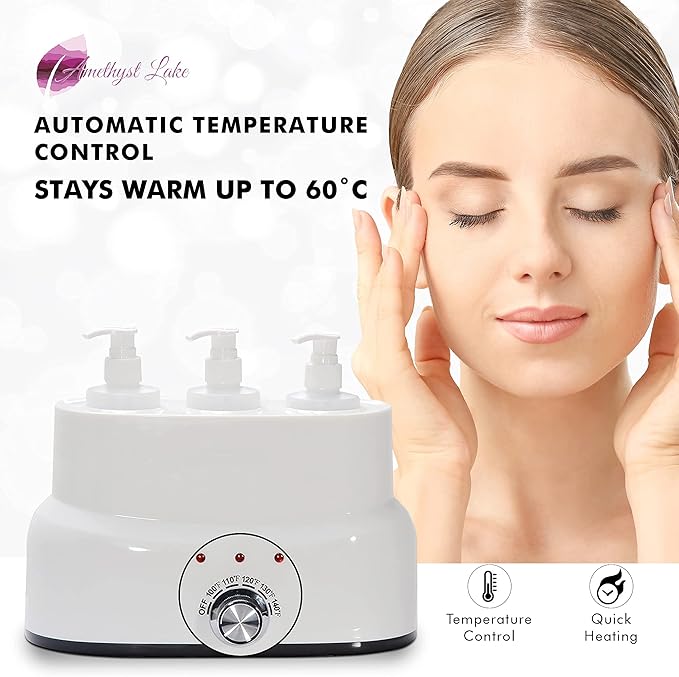 AMETHYST LAKE Oil Warmer Dispenser, Plug-in Electric Warmer Oil Dispenser, 3-Bottles Lotion Warmer, Message Oil Heater for Home & Professional Spa Supplies.