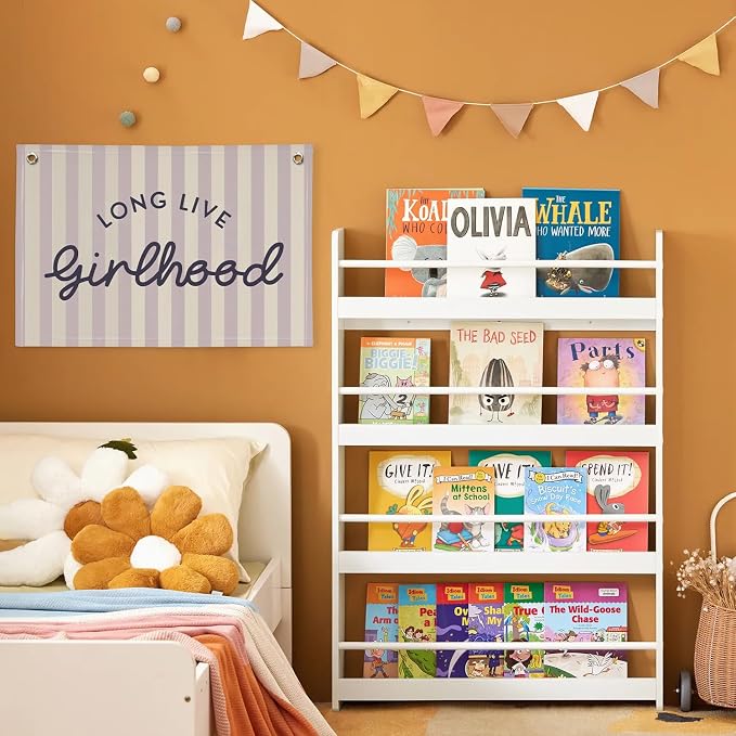 Purple Girls Room Decor Long Live Girlhood Banner, Vintage Stripes Flag Banner Nursery Playroom Wall Decor for Girls Bedroom Dorm Toddler Decorations Teen Girls Kids Room 30x20,girlroom