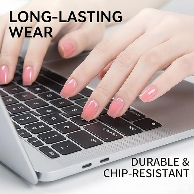 Jelly Pink Nail Polish 12ML, Sheer Translucent Pink Quick Dry, Air Dry Glossy Finish, No UV Lamp Needed for Women Girls