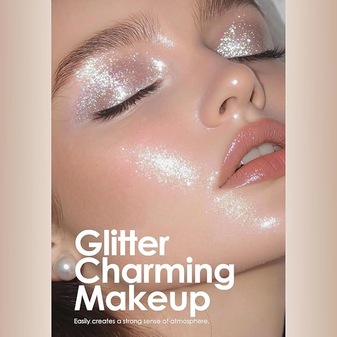 2 Pcs Roll-on Body Glitter Gel Glitter Stick, Long Lasting Mermaid Shine Hair Eyeshadow Face Body Glitter Sequins Concerts Music Festivals Halloween Party Looks Sparkle Shimmer Makeup