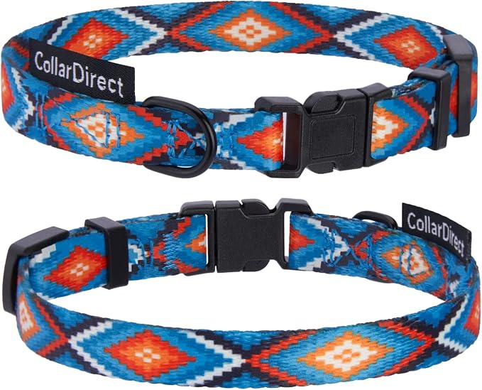 CollarDirect Nylon Dog Collar with Buckle Tribal Pattern Puppy Adjustable Collars for Dogs Small Medium Large (Pattern 3, Neck Fit 7"-11" with Metal Buckle