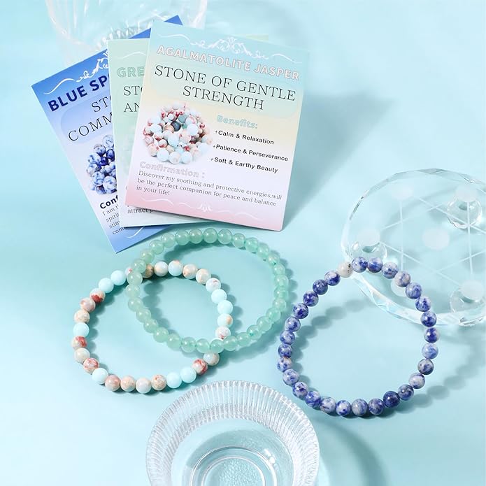 NCB 2.3-Piece 4mm Natural Crystal Gemstone Stretch Bracelets – Handmade Reiki Energy Healing Jewelry for Meditation,Yoga, Unisex