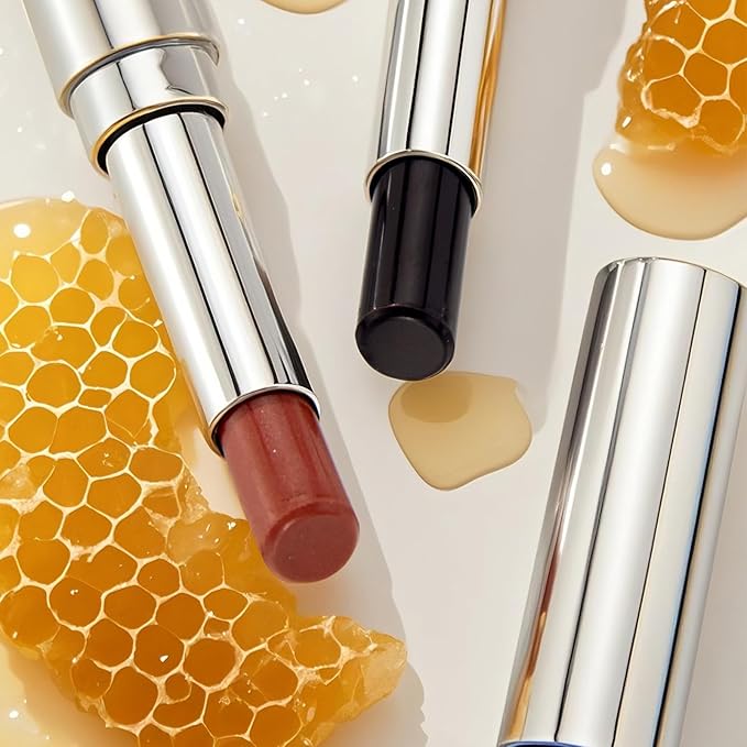 Dulele 2PCS Tinted Lip Balm Honey Lipstick Set, Black and Pink Honey Lipstick, Moisturizing Jelly lipstick Lip Care for Repairing Dry Lips