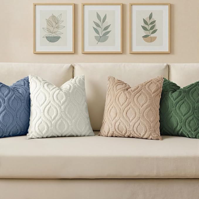 decorUhome Faux Fur Soft Dusty Blue Throw Pillow Covers 26x26 Set of 2 | Plush Solid Fall Couch Pillow Covers, Accent Modern Farmhouse Neutral Decorative Square Pillow Cases for Sofa Bed Living Room