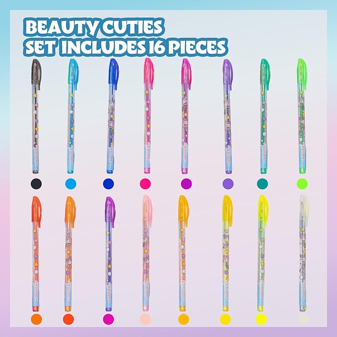 Townley Girl Mermaid 16 Piece Glitter Pen Body Art Set, Glittery and Bright Colors, Ages 3