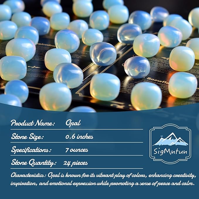 Opalite Healing Crystal Stone Set - 24 Pieces, 0.6" Polished Stones for Healing, Meditation, Reiki, Chakra, Crafting & Decoration