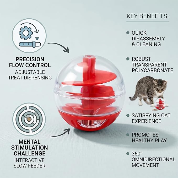 2 Pcs Cat Treat Dispenser Toy, Adjustable Portions Food Ball for Cats, Interactive Puzzle Food Toys for Indoor Kitten Training, Slow Feeder Ball for Cats
