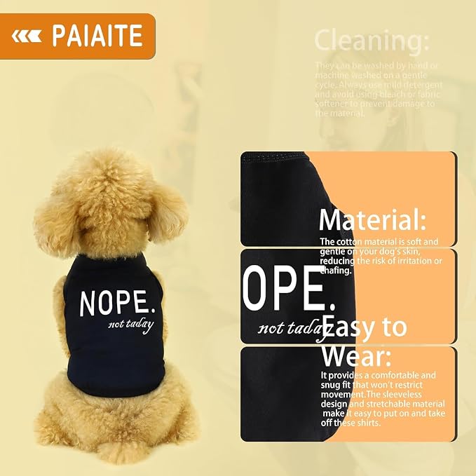 Discover Cozy Cotton Canine Wear: Soft, Lightweight, and Breathable Dog Shirt Vest with Eye-Catching Graphics(Nope not Today), Keeping Your Furry Friend Warm and Comfy! Grey S