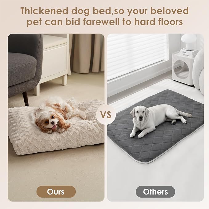 EHEYCIGA XXL Dog Bed 47x29 Inch, Extra Large Pet Beds for Dogs, Beige | Washable, Plush and Comfy Kennel Pad, Soft Dog Crate Mat, Deluxe Sleeping Mat for Dogs Up to 100 lbs