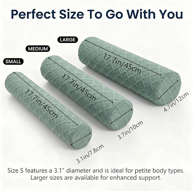 Cervical Memory Foam Neck Roll Pillow Comfortable Breathable(3.1) | Neck Support Pillows for Sleeping 3.1in H Small Round Circle Pillow Cylinder Pillows for Back Lumbar Leg Yoga Pain Relief