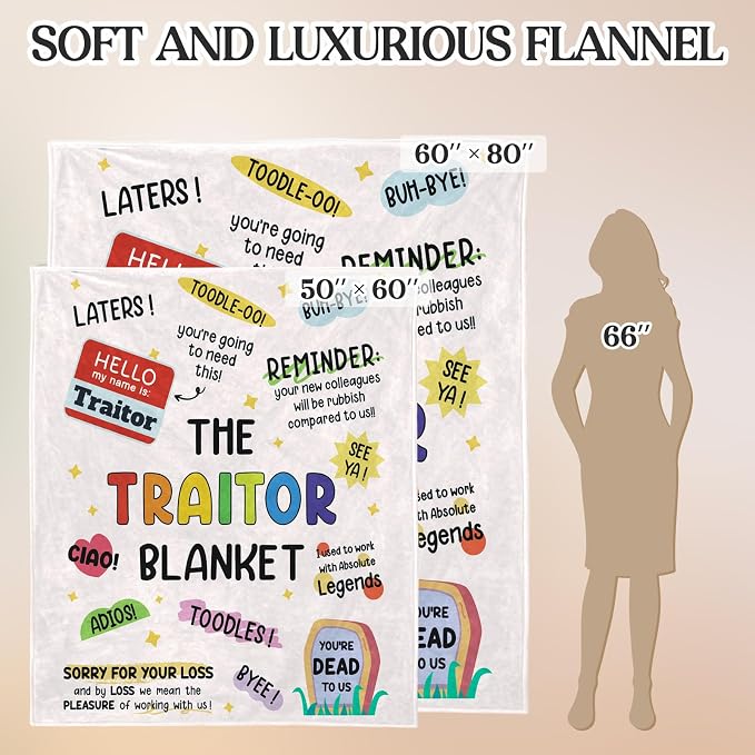 Farewell Gifts for Coworkers, Coworker Leaving Gifts for Women, Men | Traitor Blanket 80" X 60", Goodbye&Going Away Gifts for Coworkers, Work Besties Gift, Leaving Gift for Teacher Nurse Boss