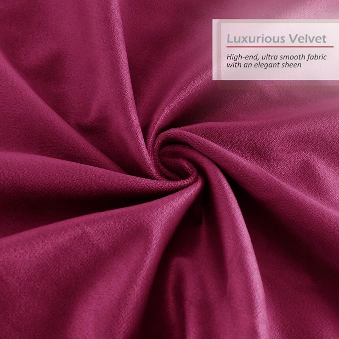 Throw Pillow Inserts Pack of 2 with Velvet Soft Solid Decorative Square Throw Pillow Covers Set for Sofa Couch Car Bedroom, 12X20 Throw Pillows Inserts with 12x18 Washable Cushion Covers, Magenta