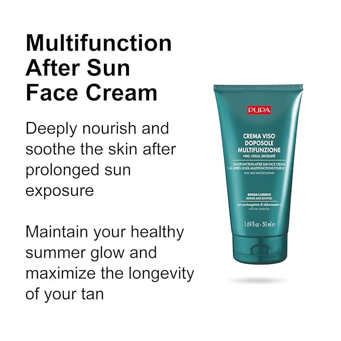 Pupa Milano Multifunction After Sun Face Cream - Fast-Absorbing - Quenches The Skin, Restoring The Perfect Hydro-Lipid Balance - Provides Relief And Prevents Peeling - Prolongs Your Tan - 1.69 Oz