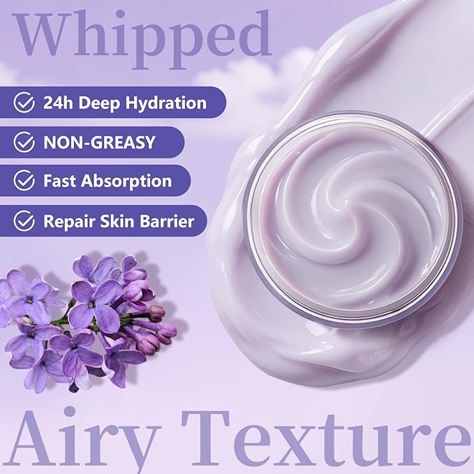 Moisturizing Cream - 200ml Hydrating Body & Face Moisturizer with Shea Butter & Sweet Almond Oil, Vitamin E for Nourishing & Brightening Skin, Long-Lasting Moisturization. (Lilac)