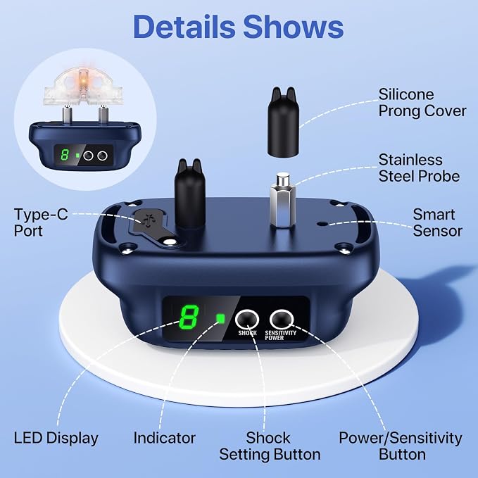 Dog Bark Collar, Smart Bark Collar with 8 Sensitivity Levels for Large Medium Dogs, Auto Rechargeable No Bark Collar with Beep Vibration Modes, Waterproof Anti Barking Collars-K06