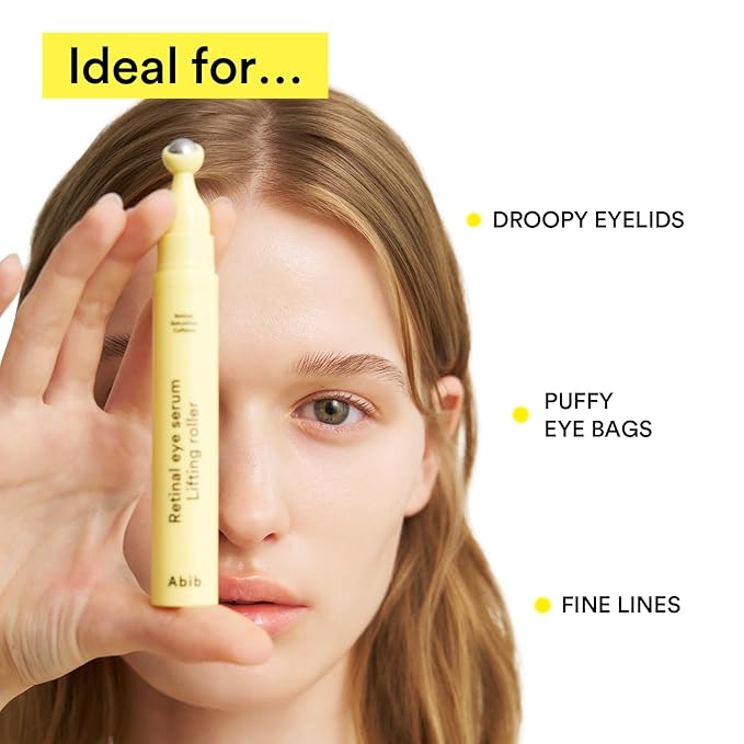 Abib Retinal Eye Serum Lifting Roller 0.5 Fl Oz,15ml | Anti-Aging Eye Applicator for Wrinkles, Puffiness, Dark Circles with Caffeine & Bakuchiol for Under Eyes | Travel Size Skincare Essential