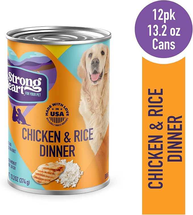A Strong Heart Dog Food Loaf, Chicken & Rice, 13.2oz Cans, 12-Pack | Loaf texture, complete & balanced all life stages, Made in USA, sensitive stomach friendly