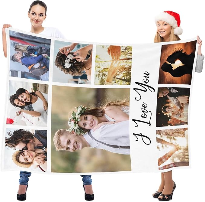 inkArts Custom Blanket with Photo, Personalized Blanket, Customized Photo Blankets, Customizable Picture Blankets, Personalized Anniversary Photo Gifts for Women Men Her Him Girlfriend Boyfriend