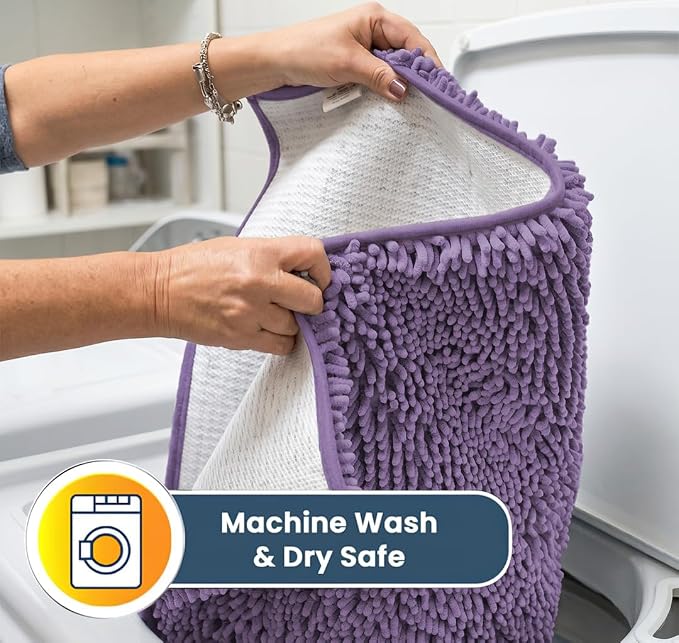 Muddy Mat® | Super Water Absorbent Door Mat Indoor, Microfiber Quick Dry Chenille Entryway Rug, Slip Resistant Front Door Mat, Indoor Mats for Entryway, Machine Washable Pet Rug, Lavender 24" x 60"