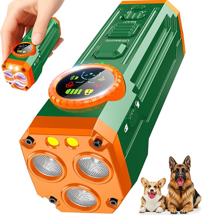 2026 Upgraded Smart Display Anti Barking Device for Dogs, 3X Dog Bark Deterrent Devices Bark Control with Screen & Flashlight, Rechargeable Dog Barking Silencer Portable for Indoor & Outdoor Use