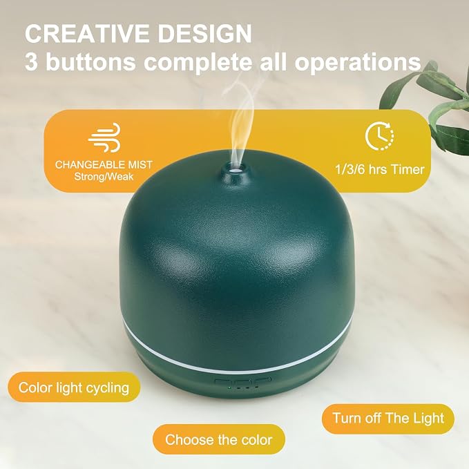 Ceramic Essential Oil Diffusers for Home Large Room, 500ml Aromatherapy Scent Air Diffuser Bedroom Ultrasonic Aroma Defusers with Timed -Orange