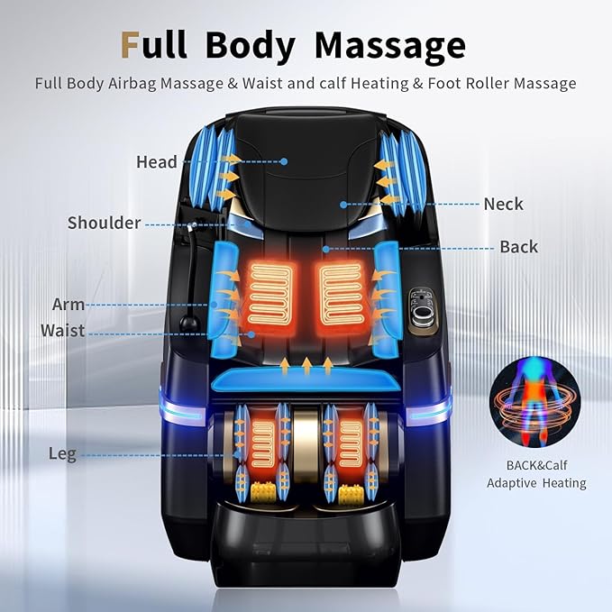 SOMANOVA New 4D Smart Massage Chair - Zero Gravity S-L Full Body Massage Sofa/Recliner - Smart Body Scanning - Directional Massage, Foot Roller, Calf Stretching, Airbag, Home Theater Sofa