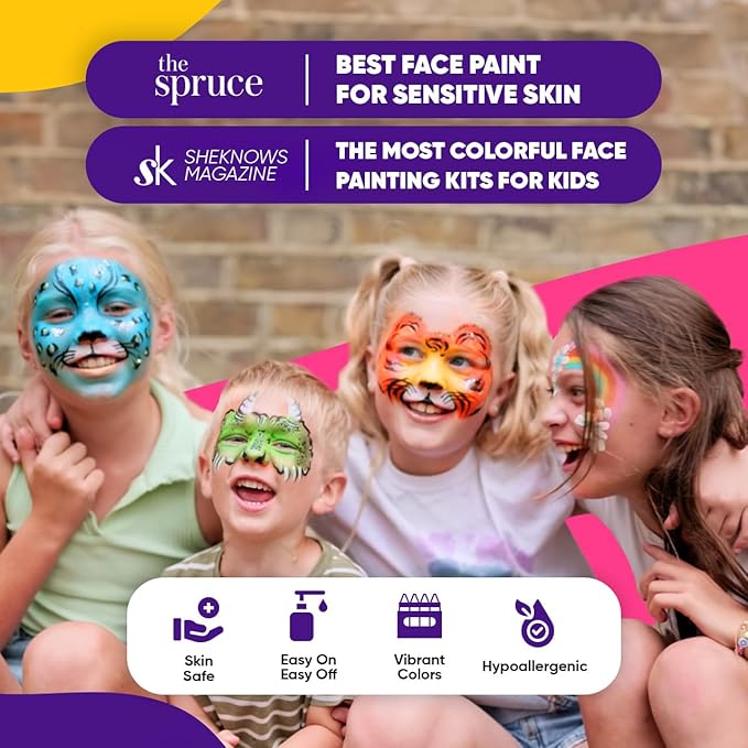 Blue Squid Face Paint Crayons - 12 Vibrant Colors Twistable & Washable Face Paint Sticks - Face Painting Kit for Kids Party, Halloween, Belly Painting Kit Pregnancy, Makeup Body Paints for Adults