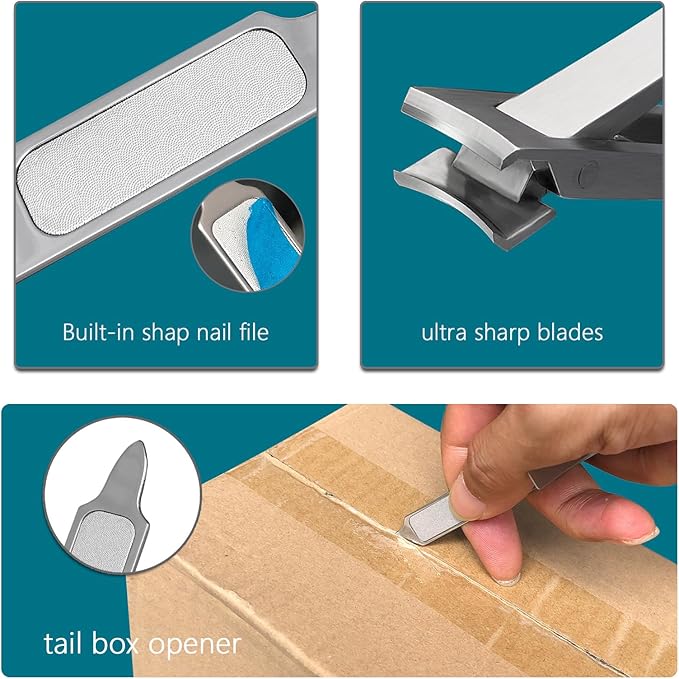 Ultra Thin Portable Fingernail Clipper Small Pocket Folding Nail Clippers, Wide Jaw Cutter with Keychain Curved Trimmer, Flip Open Brushed Finish (Small-Brushed)