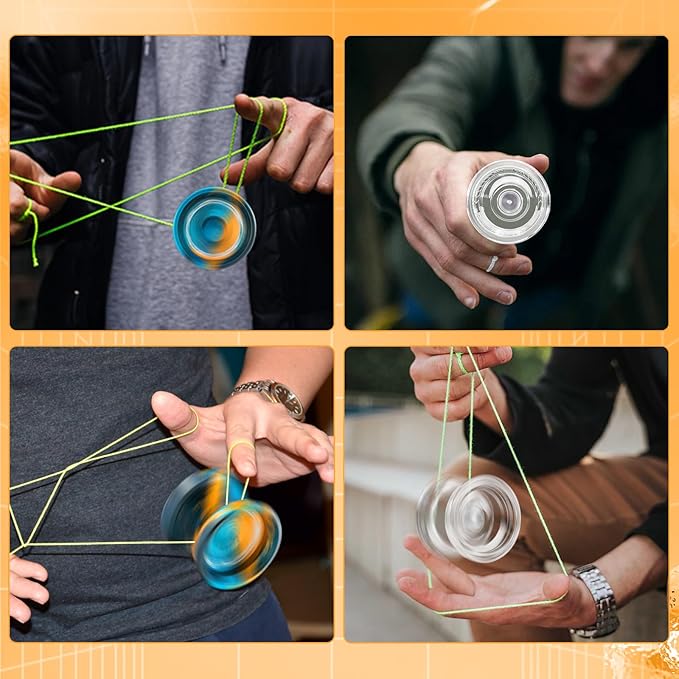 WATIEOBOO Yo-Yo 2-Piece Set P02 Crystal yo yo and M18 Camouflage Metal yo-yo, Suitable for Professional yoyo Players and Yoyo Beginners, with a Free yoyo Accessories Gift Bag