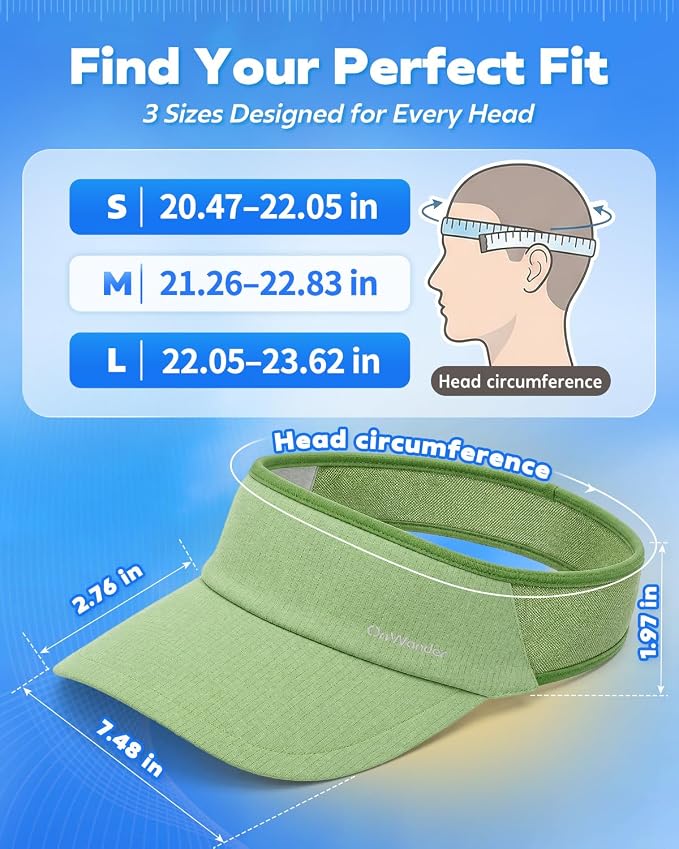Sport Sun Visor Hat for Women Men - Lightweight Stretchy Polyester Spandex Quick Dry Sweatband Wrinkle Resistant