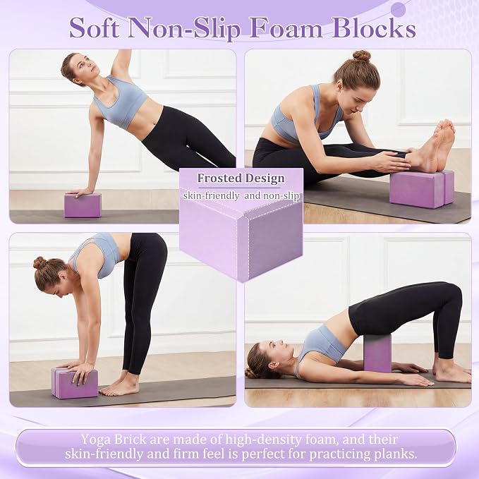 Pilates Set with 2 Yoga Exercise Balls (25.6”&9.8”), Yoga Block, Stretch Strap & Foot Pump, Stability Fitness Ball Kit for Home Gym Equipment Workout Pregnancy Physical Therapy