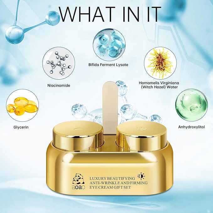 AOAO Anti-Wrinkle, Firming & Brightening Eye Cream, Day & Night Treatment with Niacinamide, Smooth & Lift for Dark Circles, Puffiness and Wrinkles, Birthday Under Eye Cream Gift for Women 15ml/0.5oz