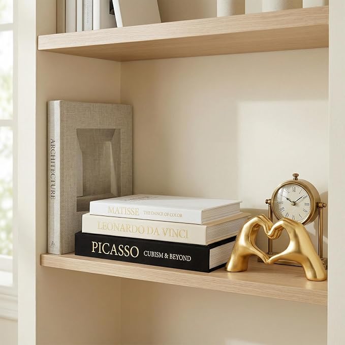 Linen Faux Book Box Set of 3, Black and White Decorative Books for Shelves, Fake Books for Decoration with Secret Compartment, Modern Aesthetic Coffee Table Decor (Black-Beige-White)