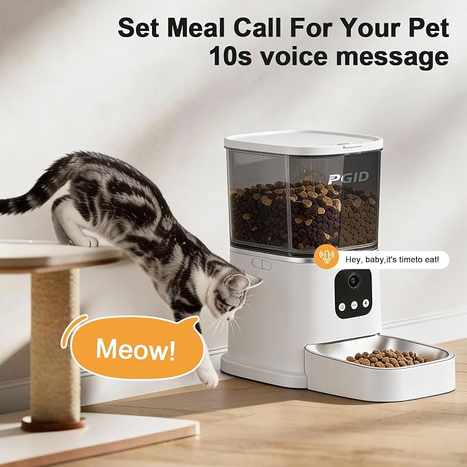 Automatic Cat Feeder with 4K Camera,2.4G Auto Dog Feeder w Night Vision,Pet Feeder w2-Way Audio,Timed Cat Feeders for Dry Food,Dogs Food Dispenser w APP Control 5L