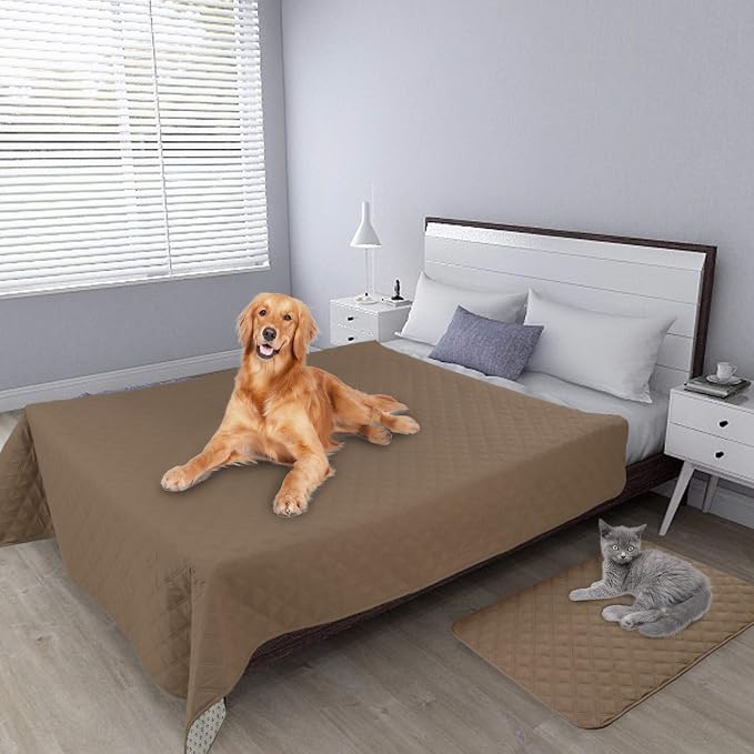 Easy-Going Waterproof Dog Bed Cover, Non-Slip Pet Blanket, 96x82in, Camel | Leakproof Couch Cover, Machine Washable Furniture Mattress Protector, Soft Sofa Mat For Dogs, Pet Friendly