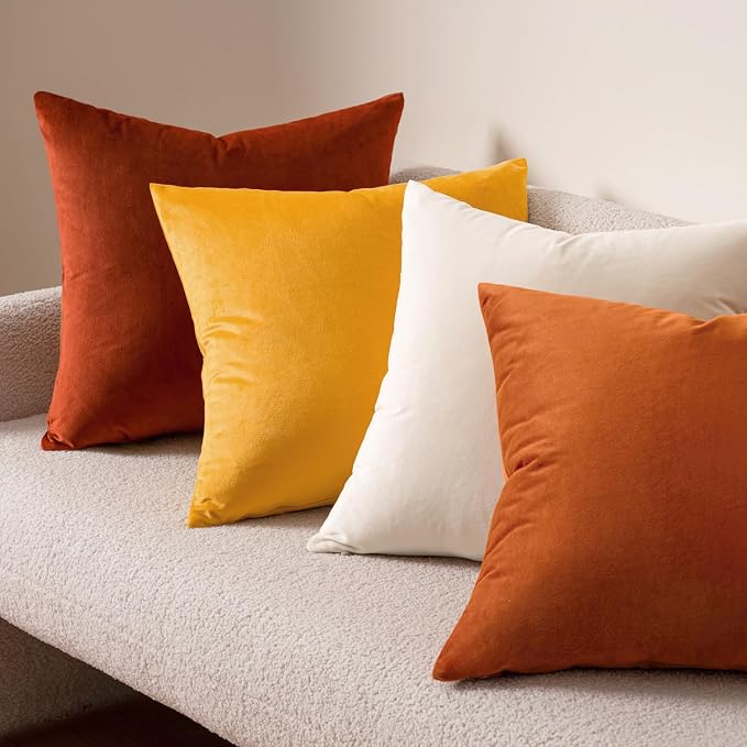 MIULEE Velvet Throw Pillow Covers 18x18 Inch Pack of 2 Gold | Soft Solid Decorative Pillow Covers, Modern Luxury Home Decor, for Couch Chair Sofa Bedroom Livingroom