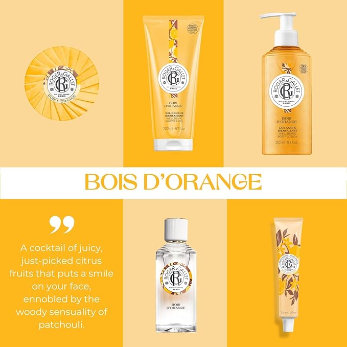 ROGER & GALLET Bois d'Orange Beneficial Soap Bar - All Natural Round Soap Bars for Men & Women - Enriched with Bitter Orange Essence - Luxurious Woody Patchouli Aroma - 100g